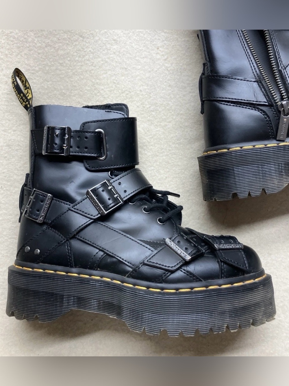 Dr. Martens Black Jadon strap Platform Buckle Combat Boots strappy
